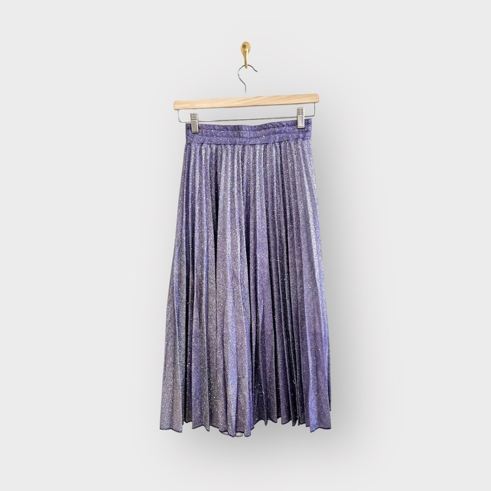 R MICHEL’LE The Label Purple Pleated Glitter Midi Skirt (Sz M)